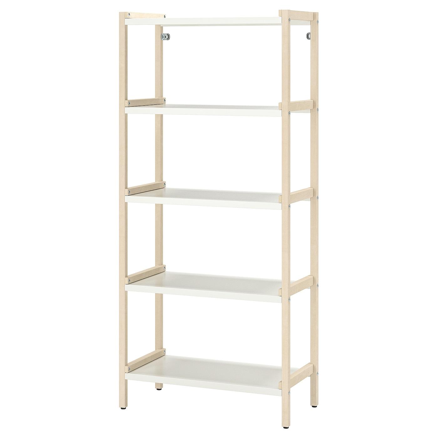 EKENABBEN Открытый книжный шкаф Осина/Белый 70x34x154 см