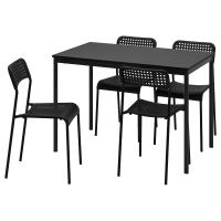 SANDSBERG / ADDE Стол и 4 стула Чёрный/Чёрный 110 x 67 см