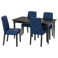 INGATORP / BERGMUND Стол и 4 стула, черный/Квиллсфорс темно-синий/синий 155/215 см