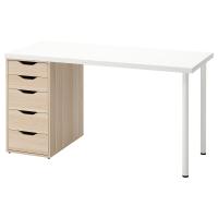 ALEX/LAGKAPTEN Письменный стол 140x60 см. 694.319.74 Белый/Беленый дуб IKEA