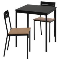 SANDSBERG / SANDSBERG Стол и 2 стула Чёрный/Чёрный 67 x 67 см IKEA
