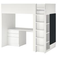 SMÅSTAD Кровать-антресоль, поверхность белая доска/стол с 4 ящиками, 90 х 200 см