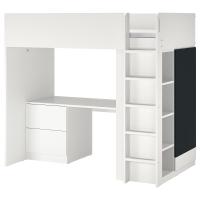 SMÅSTAD  Кровать-антресоль, поверхность белая доска/стол с 3 ящиками, 90x200 см