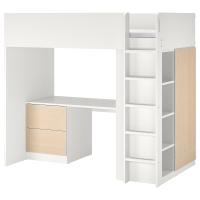 SMÅSTAD Кровать-антресоль, белая береза ​​/ письменный стол с 3 ящиками, 90 х 200 см
