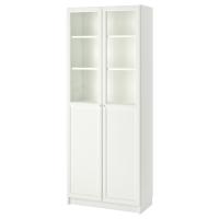 BILLY Книжный шкаф с панельными / стеклянными дверцами белый 80x42x202 см