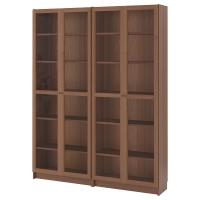 BILLY / OXBERG Книжный шкаф коричневое/ясеневый шпон стекло 160x30x202 cm