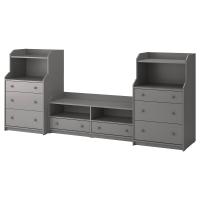 HAUGA Комбинация ТВ/книжный шкаф Серый 277x46x116 см IKEA