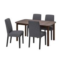 STRANDTORP / BERGMUND Стол и 4 стула, коричневый/Гуннаред средне-серый 150/205/260 см