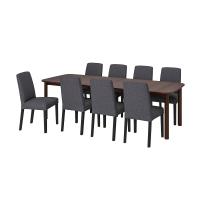 STRANDTORP / BERGMUND Стол и 8 стульев, коричневый/Гуннаред средне-серый 150/205/260 см