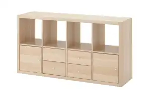 KALLAX Книжный шкаф с 4 вставками 291.975.72 беленый дуб 147 x 77 см IKEA