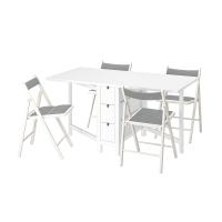 NORDEN / TERJE Складной стол и 4 стула белый/Книса белый/светло-серый 26/89/152 см