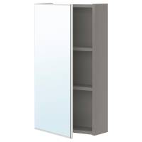 ENHET Зеркальный шкаф с дверцами, серый 40x17x75 см