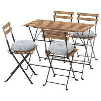 TÄRNÖ Стол + 4 стула, садовый, черный/светло-коричневая морилка/Клёсан синий