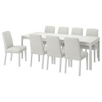EKEDALEN / BERGMUND Стол и 8 стульев Белый/Оррста светло-серый