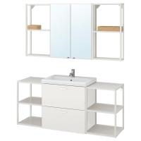 ENHET / TVÄLLEN Мебель для ванной, набор из 18 предметов, белый / смеситель Pilkån