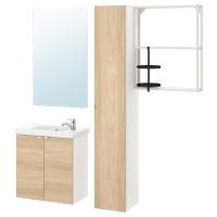ENHET / TVÄLLEN Мебель для ванной комнаты, набор из 13 предметов, имитация. дуб/белая батарея Pilkån