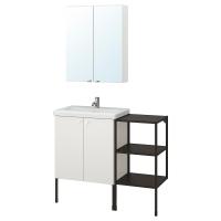 ENHET / TVÄLLEN Мебель для ванной комнаты, набор из 14 предметов, белый/антрацит Кран Pilkån