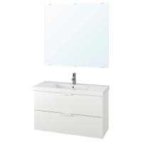 GODMORGON / ODENSVIK Мебель для ванной комнаты, набор из 4 предметов, белый / смеситель Dalskär