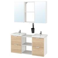 NHET / TVÄLLEN Мебель для ванной комнаты, набор из 22 предметов, имитация. дуб/белая батарея Pilkån