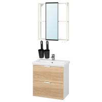 ENHET / TVÄLLEN Мебель для ванной комнаты, набор из 13 предметов, имитация. дуб / белый смеситель Ensen
