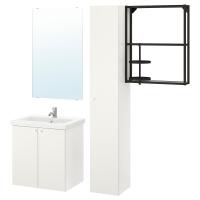 ENHET / TVÄLLEN Мебель для ванной комнаты, набор из 13 предметов, белый/антрацит Кран Pilkån