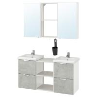 ENHET / TVÄLLEN Мебель для ванной комнаты, набор из 22 предметов, под бетон / смеситель Pilkån белый
