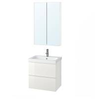 GODMORGON / ODENSVIK Мебель для ванной комнаты, 4 предмета, белый глянцевый / смеситель Dalskär