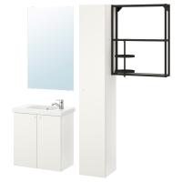 ENHET / TVÄLLEN Мебель для ванной комнаты, набор из 13 предметов, белый/антрацит Кран Pilkån