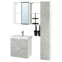 ENHET / TVÄLLEN Мебель для ванной, набор из 18 шт., бетон / смеситель Brogrund белый