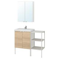 ENHET / TVÄLLEN Мебель для ванной комнаты, набор из 14 предметов, имитация. дуб/белая батарея Pilkån