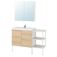ENHET / TVÄLLEN Мебель для ванной комнаты, набор из 14 предметов, имитация. дуб/белая батарея Pilkån