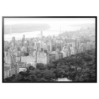 BJÖRKSTA Obraz z ramą, panoramiczny widok miasta/czarny,