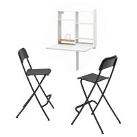 NORBERG / FRANKLIN Stół i 2 krzesła, biały/czarny