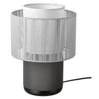 SYMFONISK Lampa/głośnik z wifi, klosz tkanina, czarny/biały