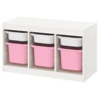 TROFAST Комбинация д/хранения+контейнеры белый/розовый 99x44x56 см IKEA