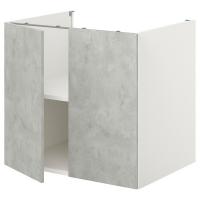 ENHET Szafka stojąca z półką/drzwi, biały/imitacja betonu,  Nogi do szafki,