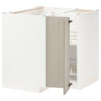METOD Narożna szafka stojąca z karuzelą, biały/Stensund beżowy,