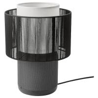 SYMFONISK Lampa/głośnik z wifi, klosz tkanina, czarny