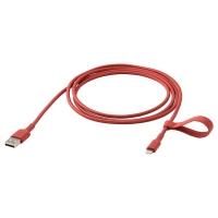 LILLHULT USB-A na lightning, czerwony,  Ładowarka USB z klipsem