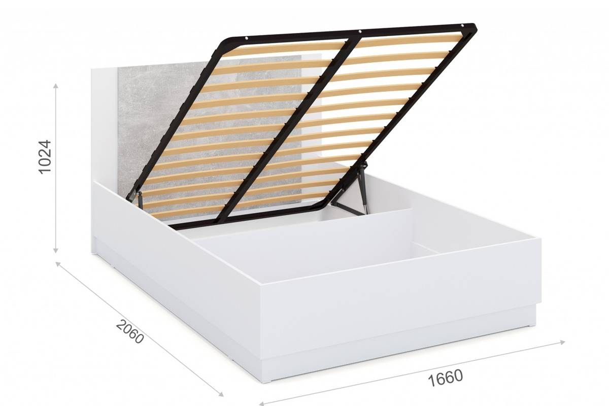 Аврора Кровать 160 с подъемным механизмом Белый/Ателье светлый 