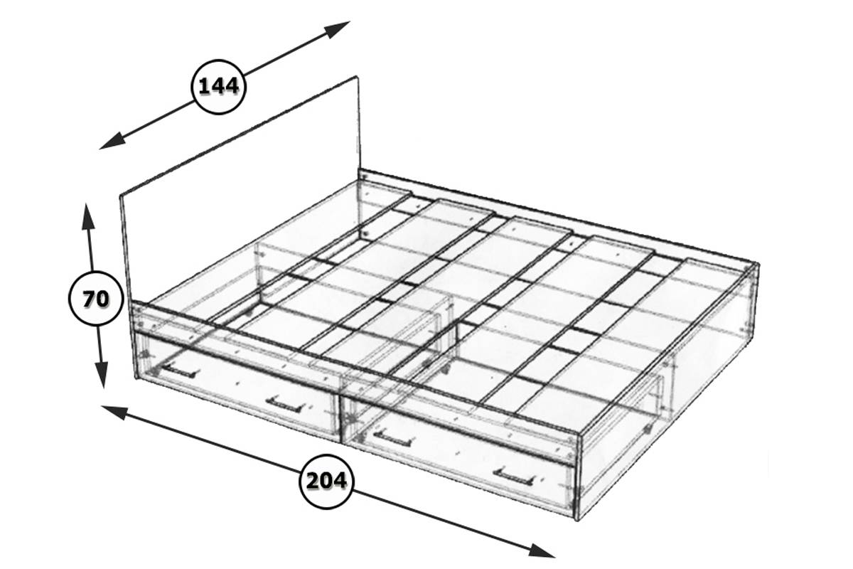Стандарт Кровать 140 с ЛДСП настилом Венге (с ящиками)