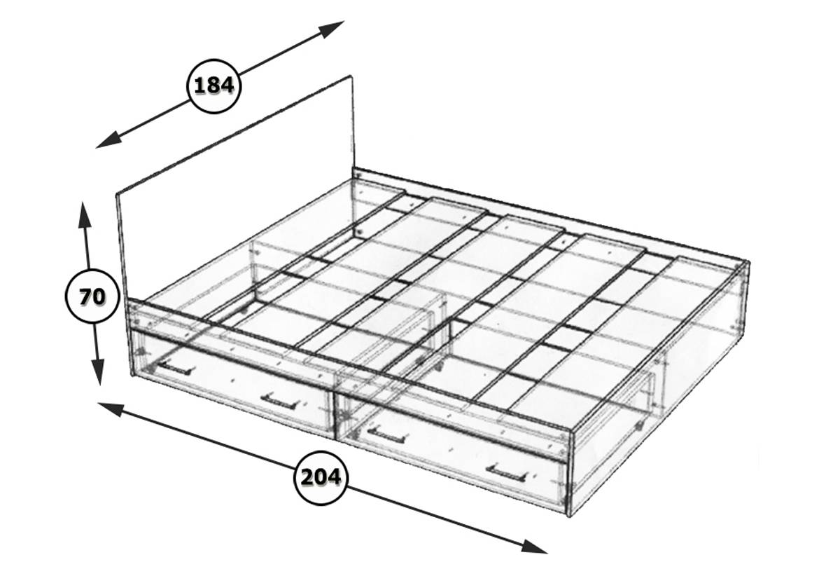 Стандарт Кровать 180 с ЛДСП настилом Венге (с ящиками)